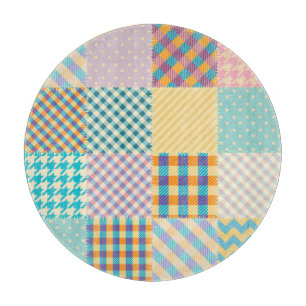 Vintages Patchwork: Textil - Nahtloser Hintergrund Schneidebrett