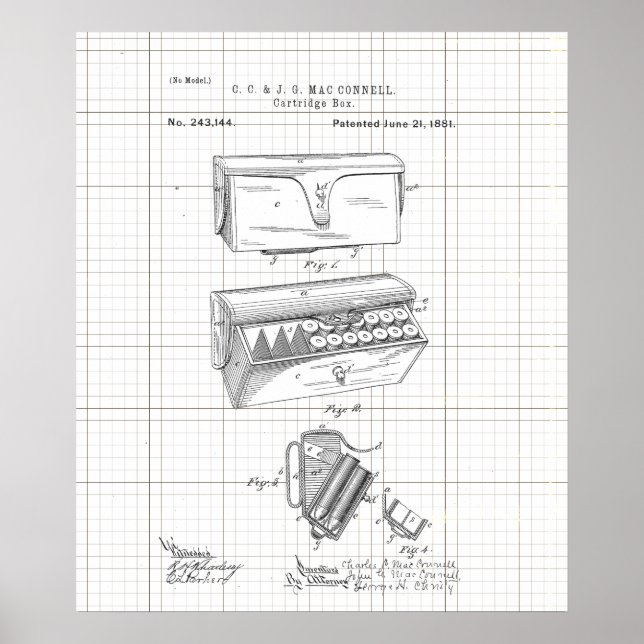 Vintages Patent 1881 Ammo-Patrone Poster (Vorne)