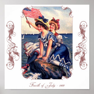 Vintages Patriotic Swimmer Poster