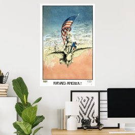 Vintages Patriotikum, Lady, Adler mit amerikanisch Poster
