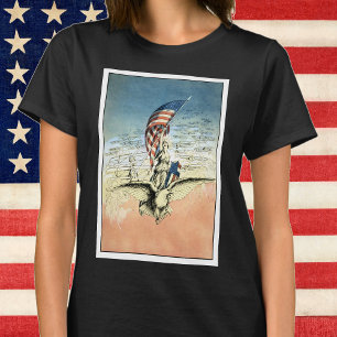 Vintages Patriotikum, Lady, Adler mit amerikanisch T-Shirt