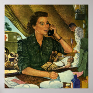 Vintages Patriotikum, medizinische Krankenpflege a Poster