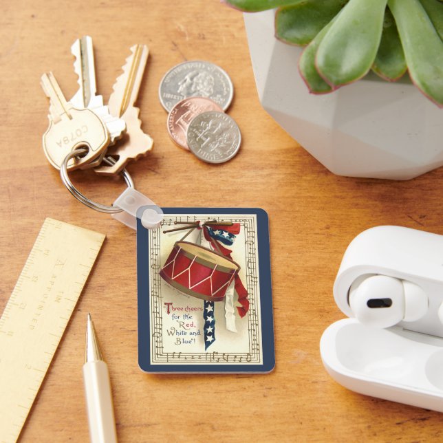 Vintages Patriotikum, Trommeln mit musikalischen B Schlüsselanhänger (Schreibtisch)