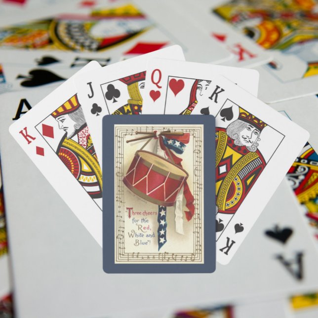 Vintages Patriotikum, Trommeln mit musikalischen B Spielkarten (Von Creator hochgeladen)