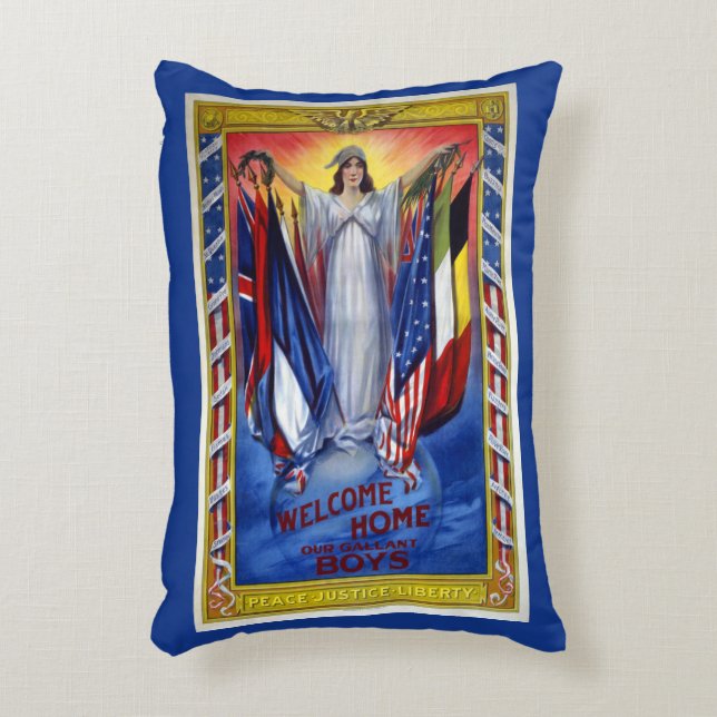 Vintages Patriotisches Amerika, Freiheit der Fried Dekokissen (Vorderseite(Vertikal))