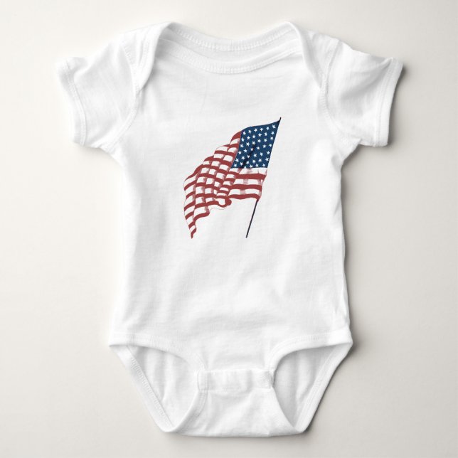 Vintages patriotisches amerikanisches Fahnen im Wi Baby Strampler (Vorderseite)