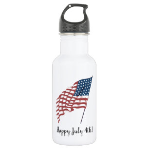 Vintages patriotisches amerikanisches Fahnen im Wi Edelstahlflasche