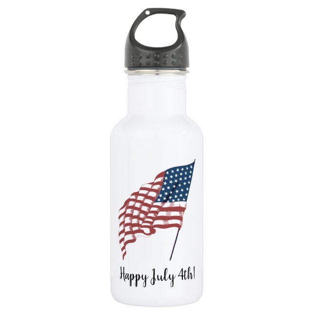 Vintages patriotisches amerikanisches Fahnen im Wi Edelstahlflasche (Vorderseite)