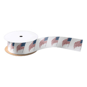 Vintages patriotisches amerikanisches Fahnen im Wi Satinband