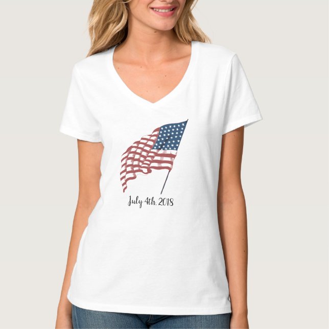 Vintages patriotisches amerikanisches Fahnen im Wi T-Shirt (Vorderseite)