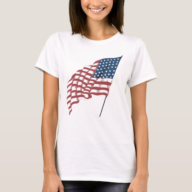 Vintages patriotisches amerikanisches Fahnen im Wi T-Shirt (Vorderseite)