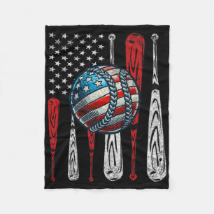 Vintages Patriotisches Baseball 4. Juli USA Fleecedecke