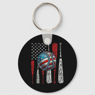 Vintages Patriotisches Baseball 4. Juli USA Schlüsselanhänger