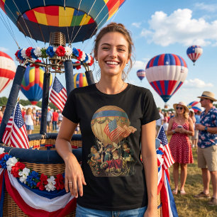 Vintages Patriotisches, Kinder in einem Heißluftba T-Shirt