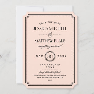 Vintages Peach Art Deco Monogramm Save the Date