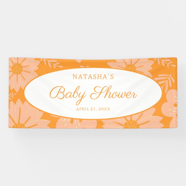 Vintages Peach Fuzz Orange Color Blume Muster Banner (Horizontal)