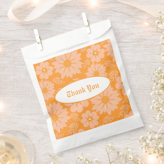 Vintages Peach Fuzz Orange Color Blume Muster Geschenktütchen (Ausgeschnitten)