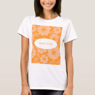 Vintages Peach Fuzz Orange Color Blume Muster T-Shirt