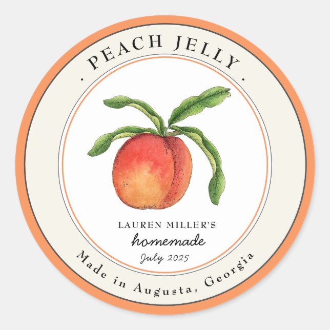Vintages Peach Jelly Jam Round-Label Runder Aufkleber (Vorderseite)