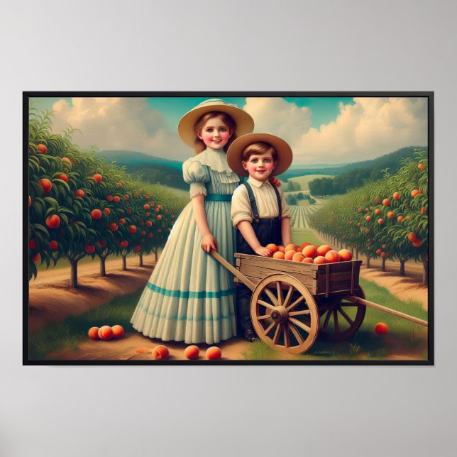 Vintages Peach Orchard Children Poster (Vorne)