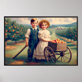 Vintages Peach Orchard Children Poster