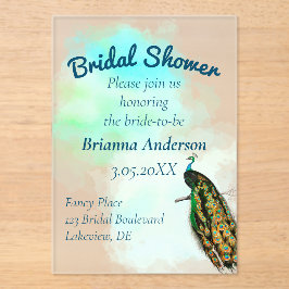 Vintages Peacock-Brautparty Acryleinladungen