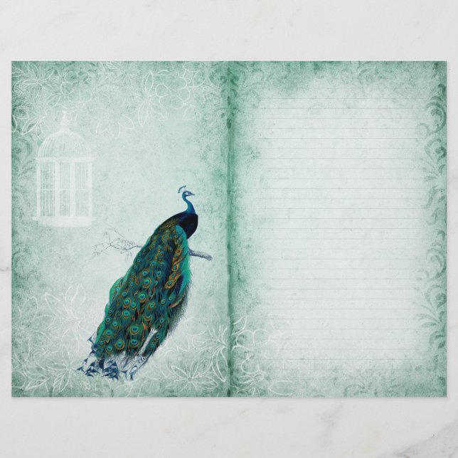 Vintages Peacock Spring Green Journal (Vorderseite)
