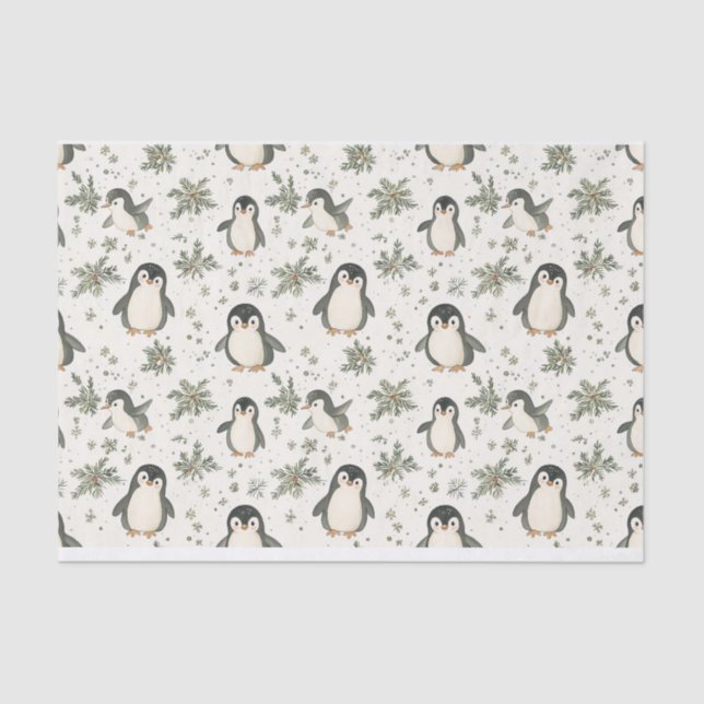 Vintages Penguin-Weihnachtsmuster Seidenpapier (Vorderseite)
