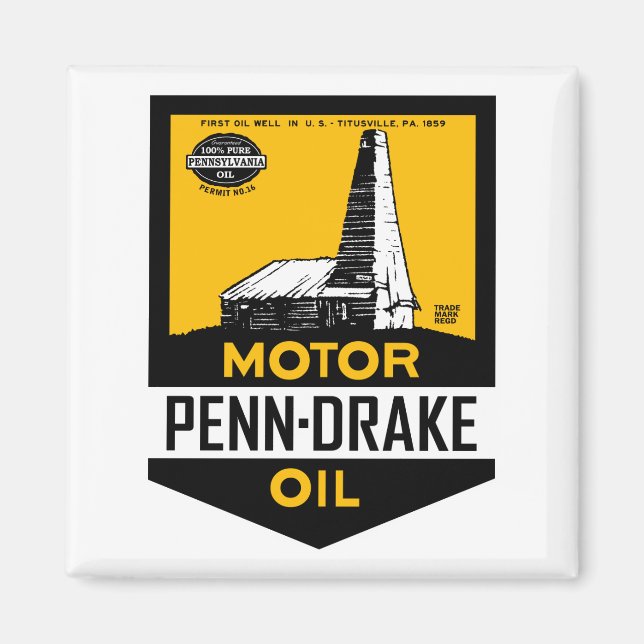 Vintages Penn Drake Motorenölzeichen Magnet (Vorne)