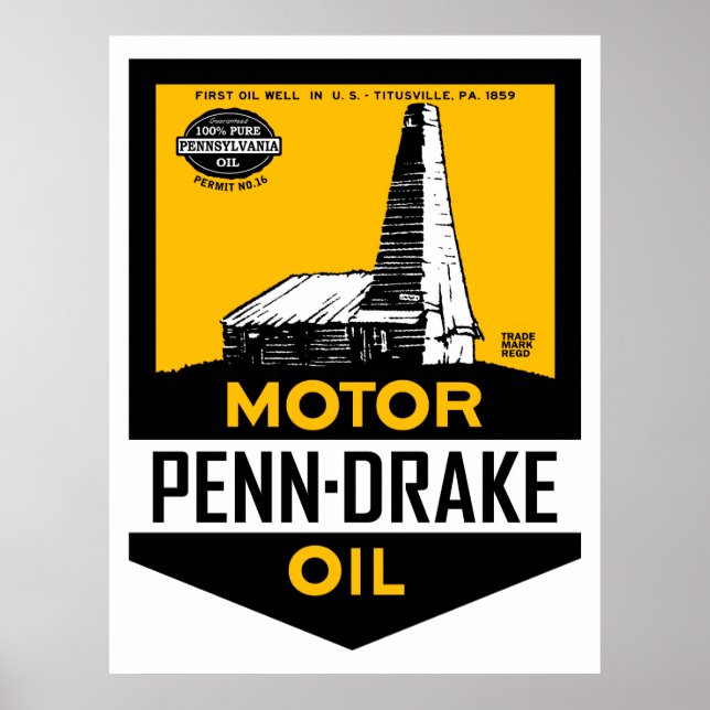 Vintages Penn Drake Motorenölzeichen Poster (Vorne)