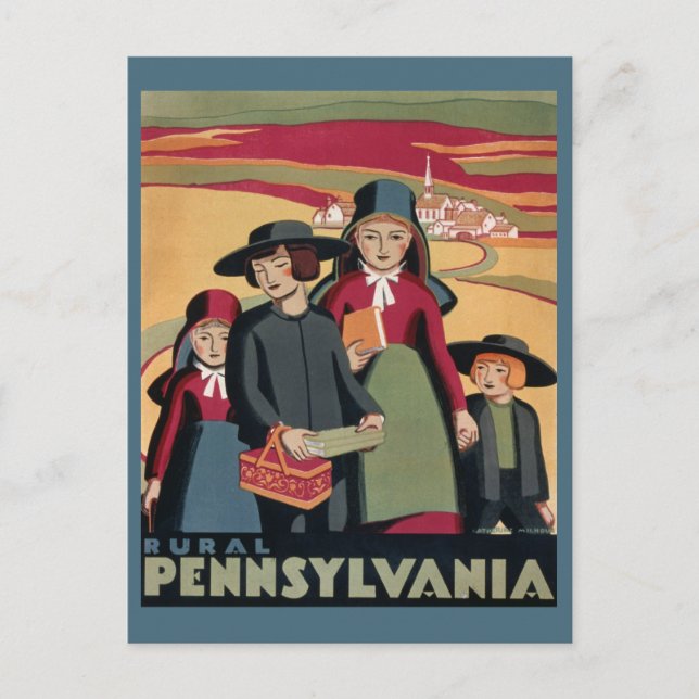 Vintages Pennsylvania Dutch Amish Travel Postkarte (Vorderseite)