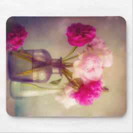 Vintages Peony Bouquet in Glass Vases Mousepad
