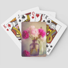 Vintages Peony Bouquet in Glass Vases Spielkarten