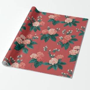 Vintages Peony Pattern - Maroon Hintergrund Geschenkpapier