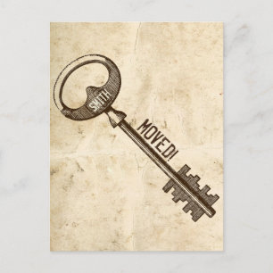 Vintages Pergament Antike Schlüsseländerung Ankündigungspostkarte
