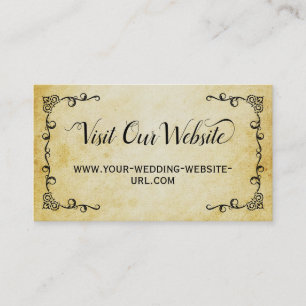 Vintages Pergament Besuch unserer Hochzeitswebsite Begleitkarte