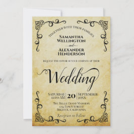 Vintages Pergament Hochzeit in Calligrafie Einladung