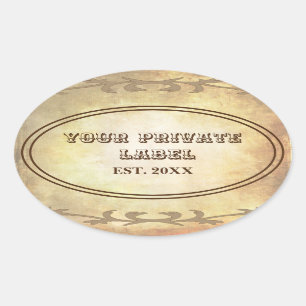 Vintages Pergament - Ihr privates Label Oval Ovaler Aufkleber