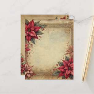 Vintages Pergament Poinsettia Bilderbuch