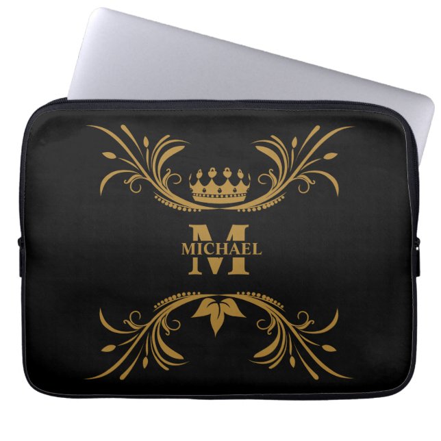 Vintages Personalisiertes Monogramm und Name Laptopschutzhülle (Vorderseite)