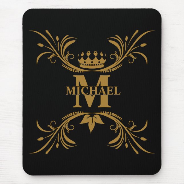 Vintages Personalisiertes Monogramm und Name Mousepad (Vorne)