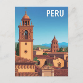 Vintages Peru Cityscape Travel Poster Postkarte