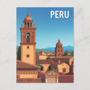 Vintages Peru Cityscape Travel Poster Postkarte