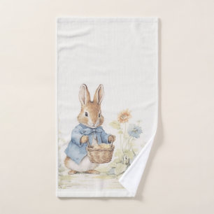 Vintages Peter-Hasen mit Blume Badhandtuch Set