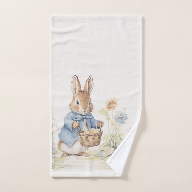 Vintages Peter-Hasen mit Blume Badhandtuch Set (Handtuch)
