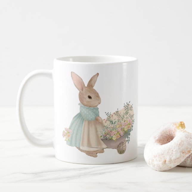 Vintages Peter Kaninchen mit Blume Kaffee Tasse (Mit Donut)