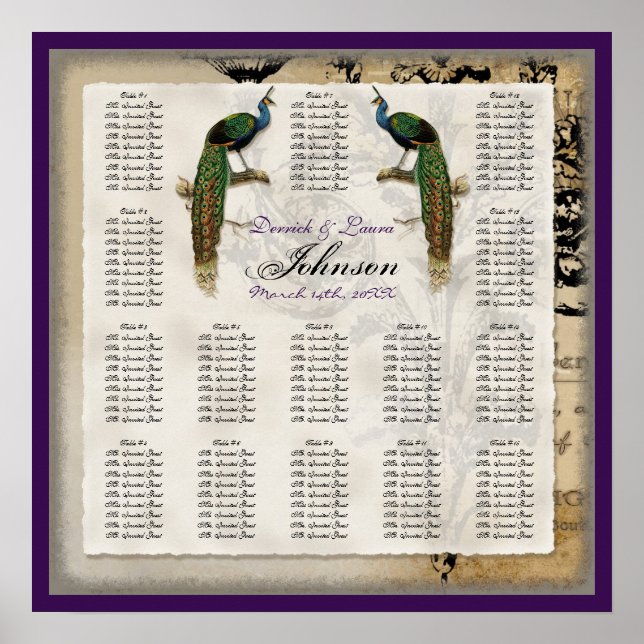 Vintages Pfau 6 - Empfang-Tischübersicht Poster (Vorne)