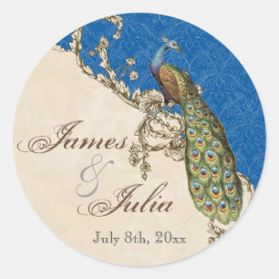 Vintages Pfau & Etchings Hochzeitssemble Siegel Runder Aufkleber