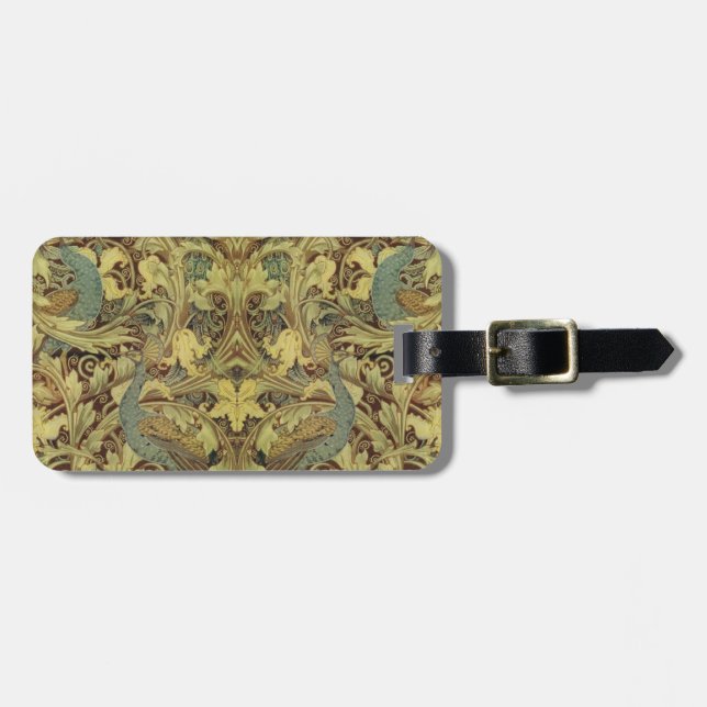 Vintages Pfau-Muster Gepäckanhänger (Vorderseite horizontal)