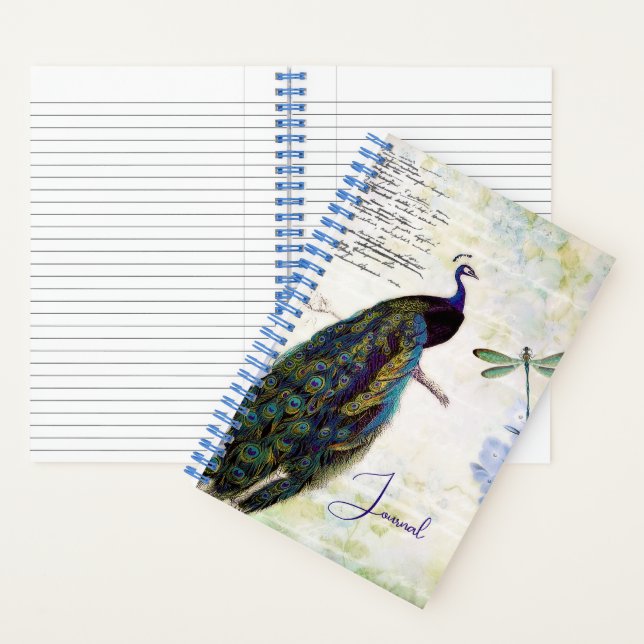 Vintages Pfau- und Hydrangeenzjournal Notizbuch (Innen)